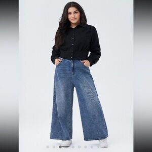 CIDER - 0XL / US12-14 Blue Wide Leg Jeans